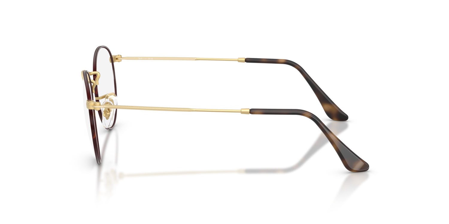 Brillen Ray-Ban Round Metal RX 3447V (3188) - RB 3447V 3188 farbe havana opaco su oro arista opaco form rund gläser trasparente