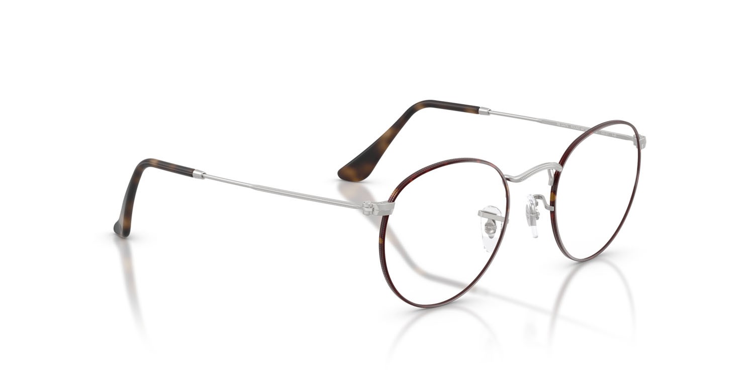 Brillen Ray-Ban Round Metal RX 3447V (3194) - RB 3447V 3194 farbe havana opaco su argento opaco form rund gläser trasparente