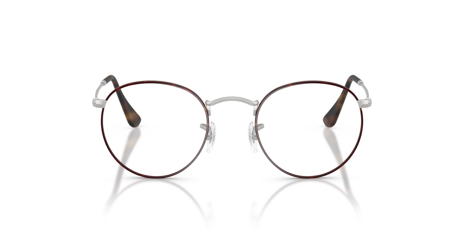 Brillen Ray-Ban Round Metal RX 3447V (3194) - RB 3447V 3194 farbe havana opaco su argento opaco form rund gläser trasparente