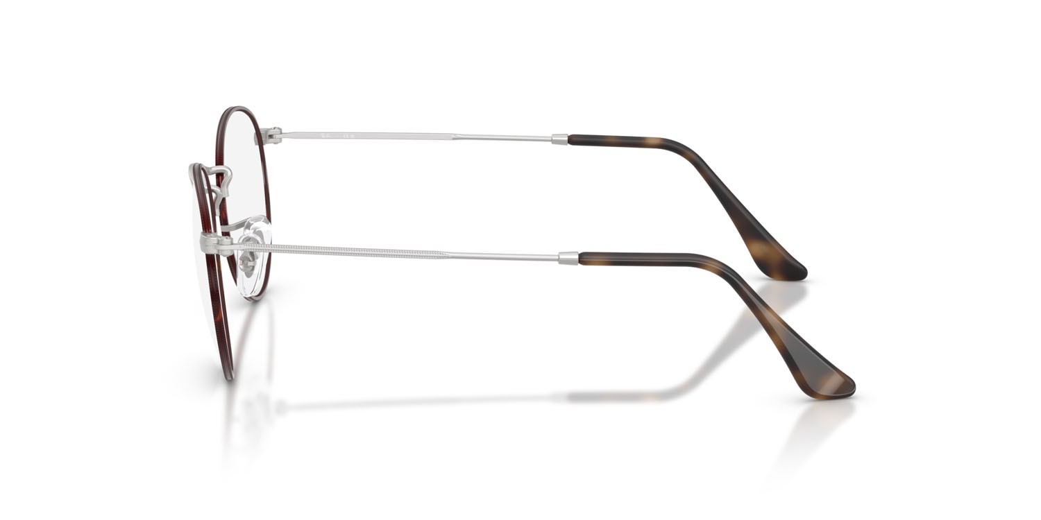 Brillen Ray-Ban Round Metal RX 3447V (3194) - RB 3447V 3194 farbe havana opaco su argento opaco form rund gläser trasparente