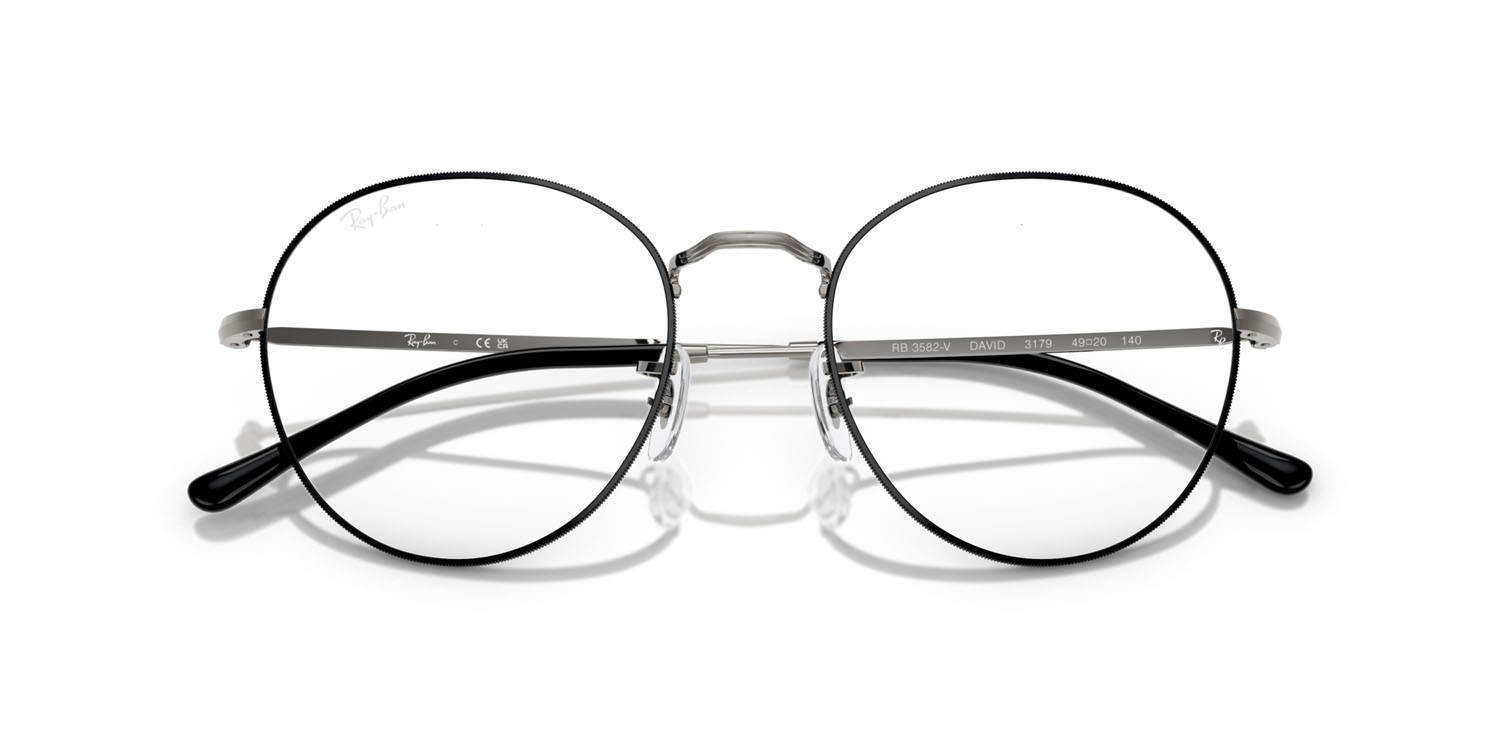 Occhiali da vista Ray-Ban David RX 3582V (3179) - RB 3582V 3179 colore nero su gunmetal forma pantos lenti trasparente