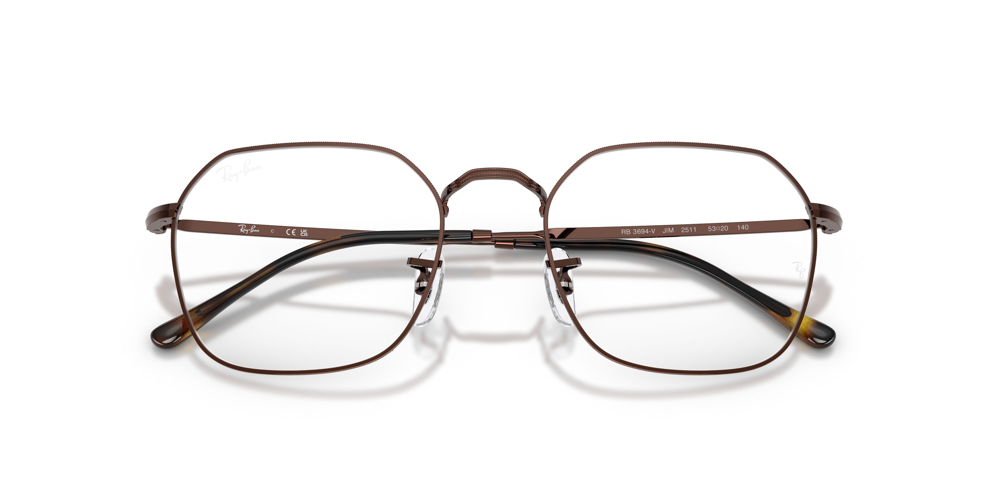 Occhiali da vista Ray-Ban Jim RX 3694V (2511) - RB 3694V 2511 colore marrone forma irregolare lenti trasparente