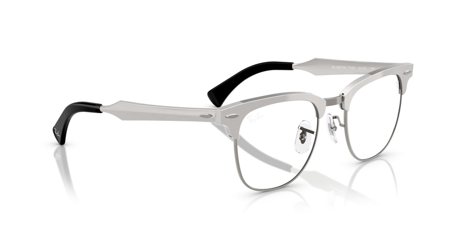 Occhiali da vista Ray-Ban Scuderia Ferrari RX 3807VM (F106) - RB 3807VM F106 colore argento spazzolato su canna di fucile forma quadrato lenti trasparente