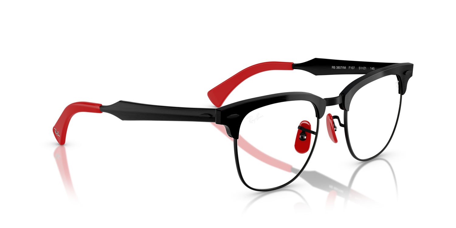 Brillen Ray-Ban Scuderia Ferrari RX 3807VM (F107) - RB 3807VM F107 farbe nero spazzolato su nero form quadratisch gläser trasparente