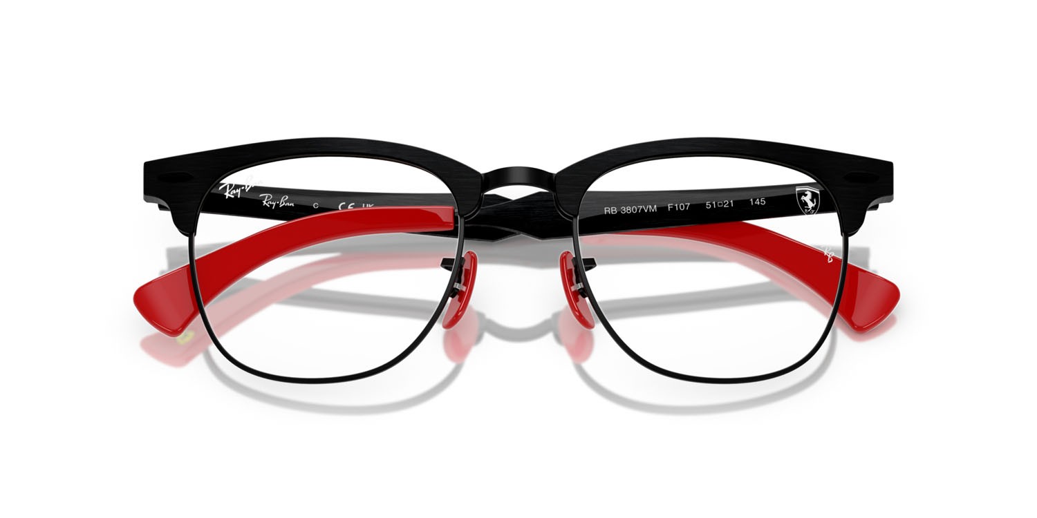 Brillen Ray-Ban Scuderia Ferrari RX 3807VM (F107) - RB 3807VM F107 farbe nero spazzolato su nero form quadratisch gläser trasparente