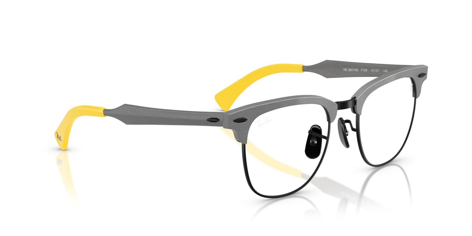 Occhiali da vista Ray-Ban Scuderia Ferrari RX 3807VM (F109) - RB 3807VM F109 colore grigio spazzolato su nero forma quadrato lenti trasparente