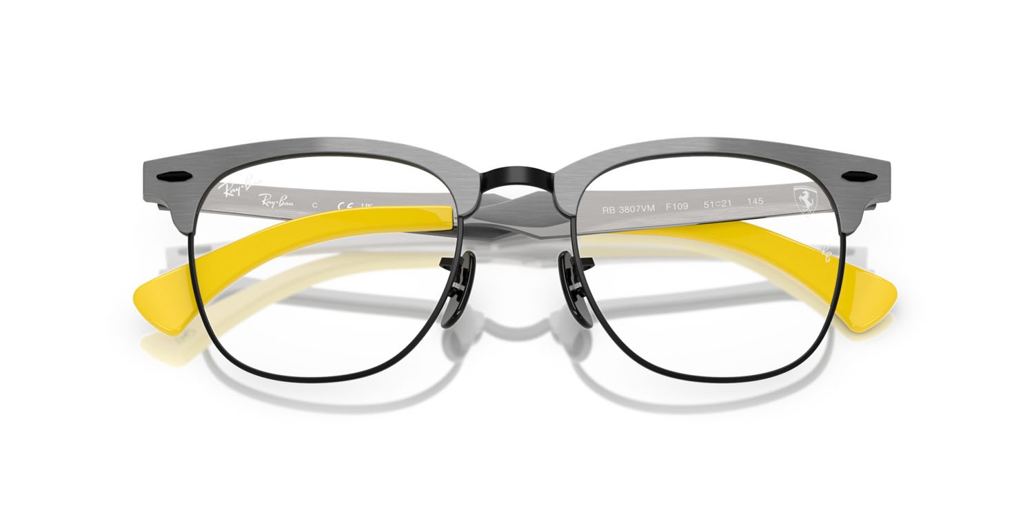 Occhiali da vista Ray-Ban Scuderia Ferrari RX 3807VM (F109) - RB 3807VM F109 colore grigio spazzolato su nero forma quadrato lenti trasparente