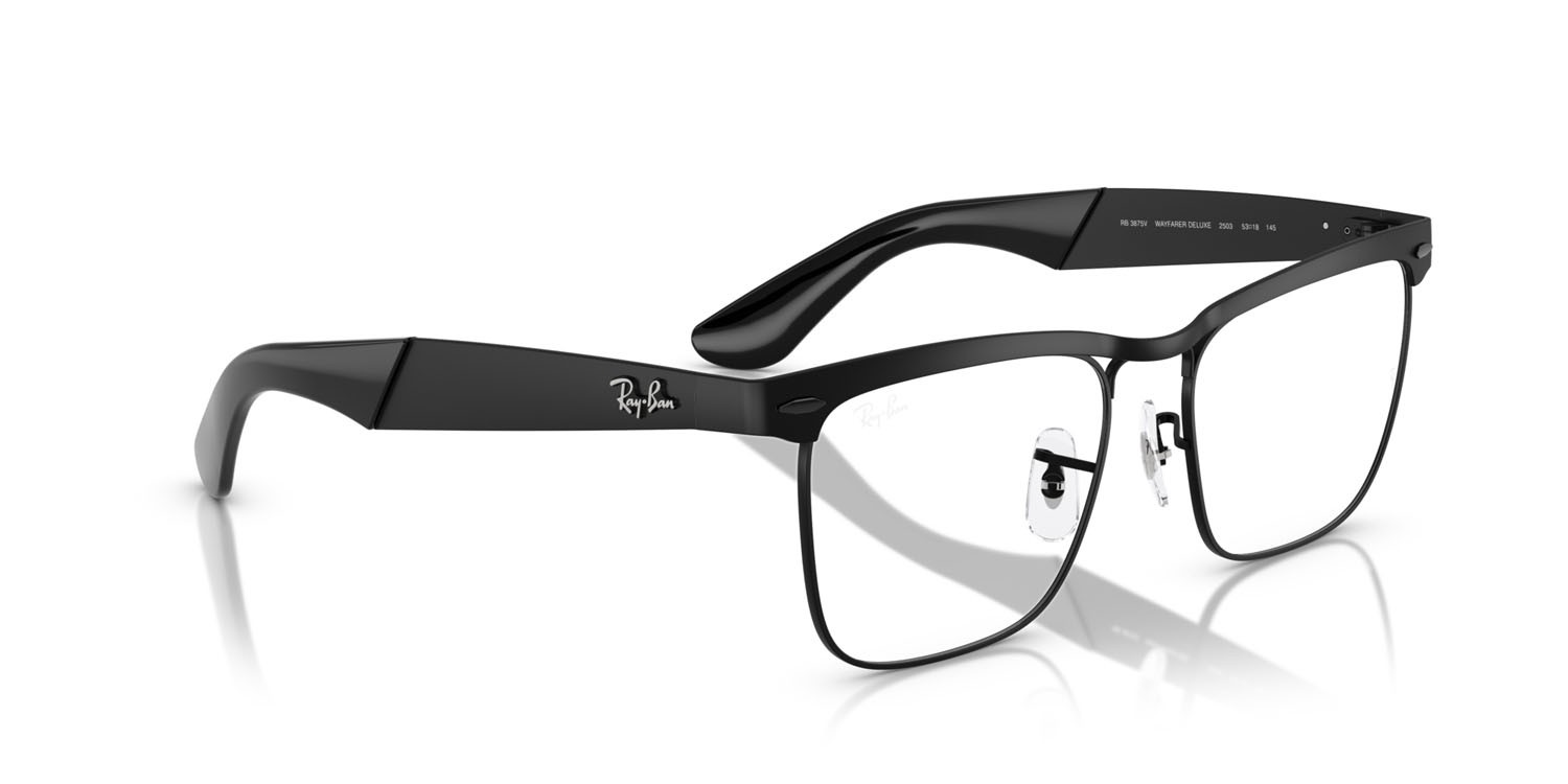 Eyeglasses Ray-Ban Wayfarer Deluxe RX 3875V (2503) - RB 3875V 2503 color nero opaco shape square lenses trasparente