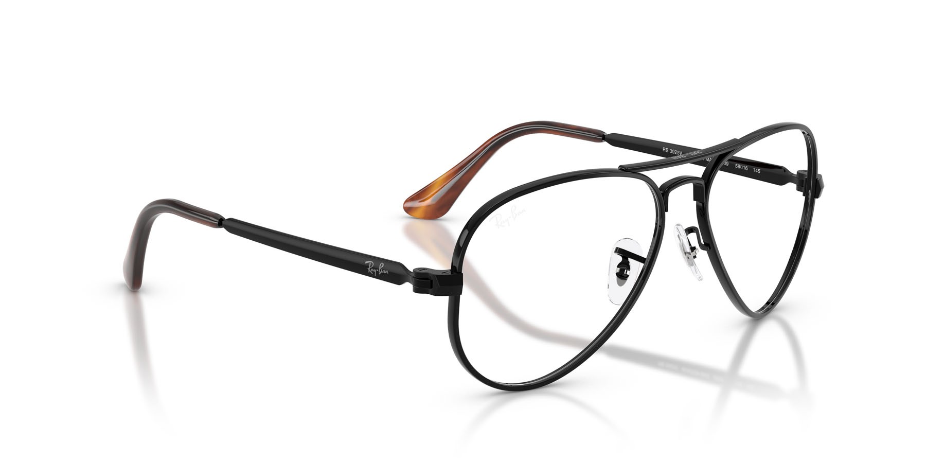 Occhiali da vista Ray-Ban Aviator Max RX 3925V (2509) - RB 3925V 2509 colore nero forma aviator lenti trasparente