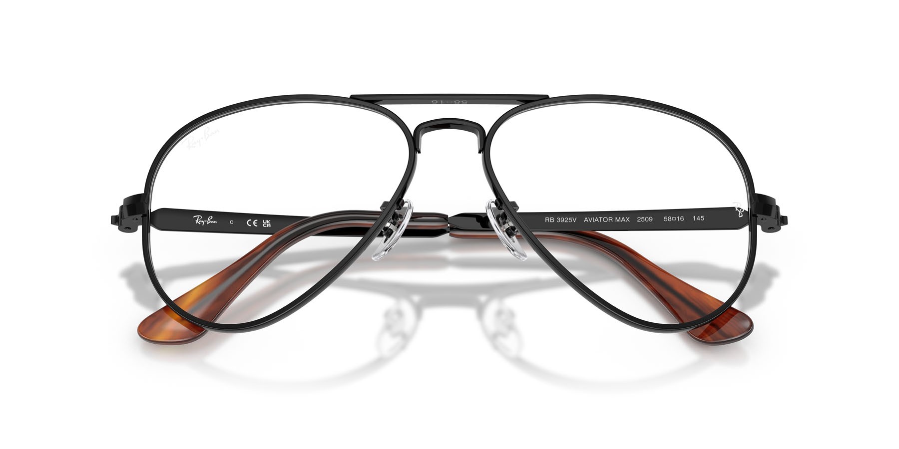 Occhiali da vista Ray-Ban Aviator Max RX 3925V (2509) - RB 3925V 2509 colore nero forma aviator lenti trasparente