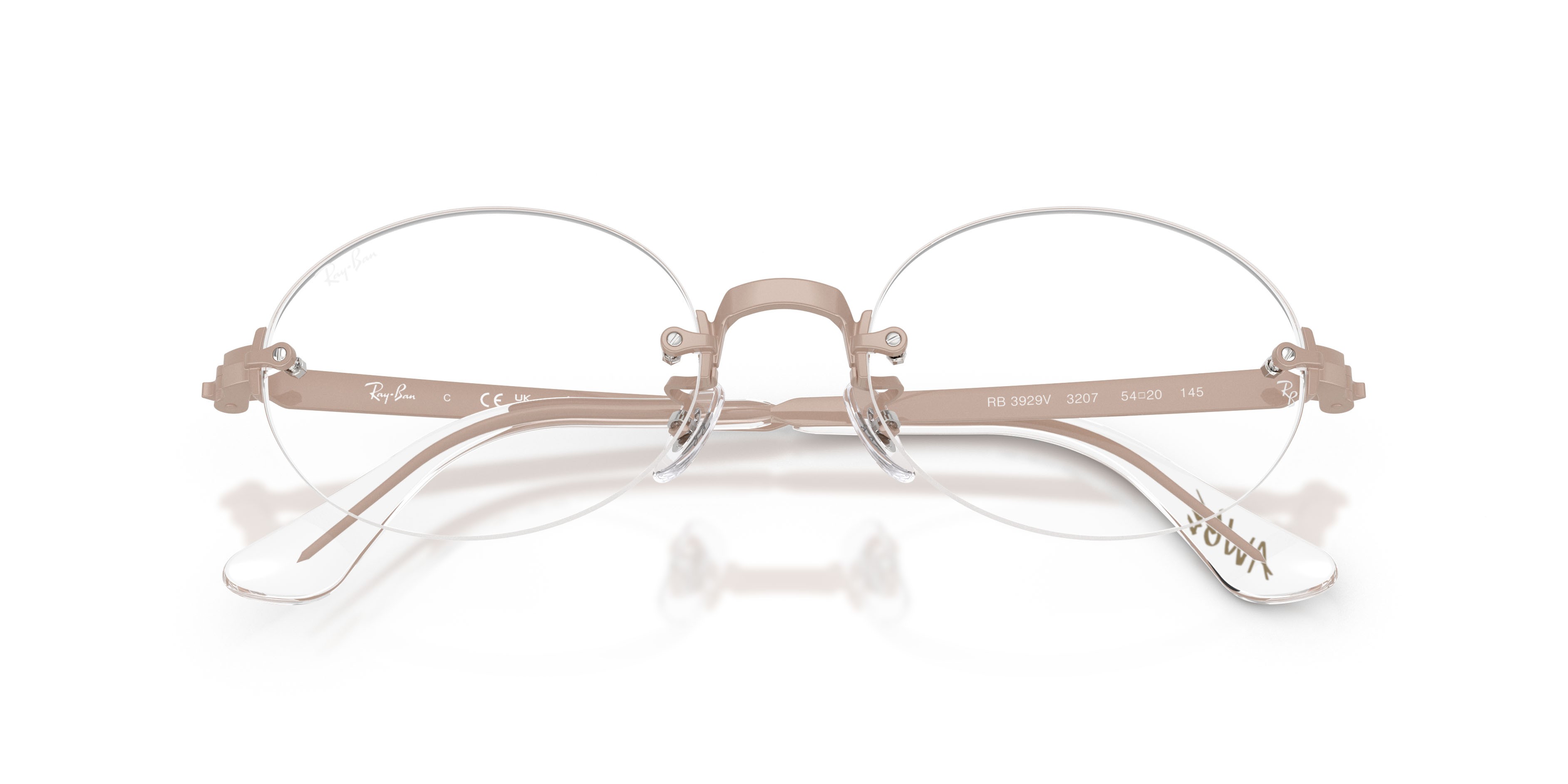 Eyeglasses Ray-Ban ASAP Rocky RX 3929V (3207) - RB 3929V 3207 color rosa chiaro shape rectangle lenses trasparente