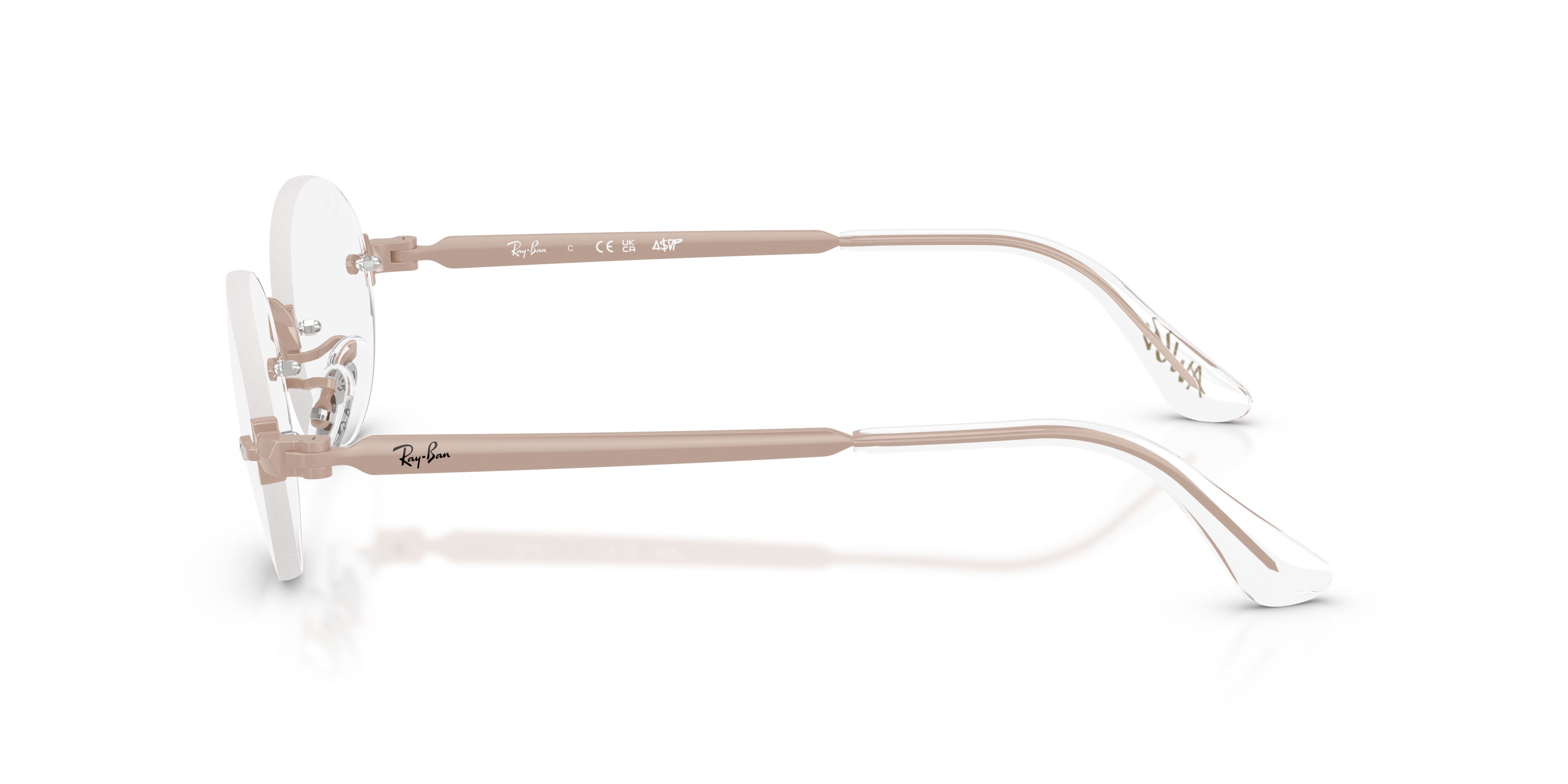 Eyeglasses Ray-Ban ASAP Rocky RX 3929V (3207) - RB 3929V 3207 color rosa chiaro shape rectangle lenses trasparente