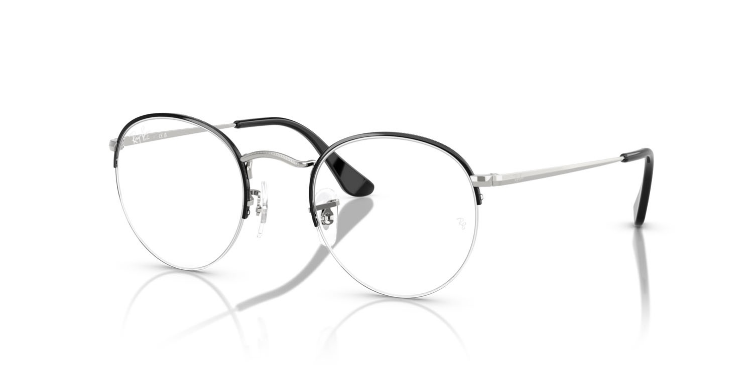 Occhiali da vista Ray-Ban Round Gaze RX 3947V (3183) - RB 3947V 3183 colore nero su argento forma rotondo lenti trasparente