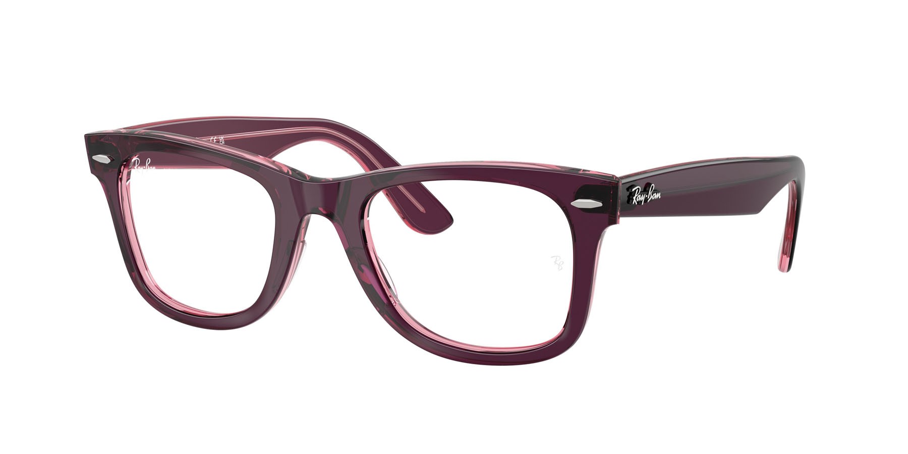 Occhiali da vista Ray-Ban Wayfarer Ease RX 4340V (8364) - RB 4340V 8364 colore violetto su rosa trasparente forma quadrato lenti trasparente