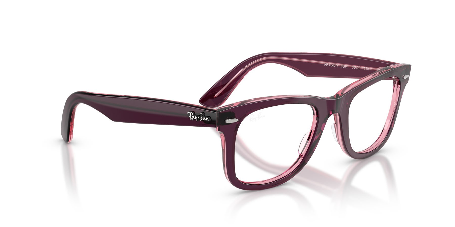 Occhiali da vista Ray-Ban Wayfarer Ease RX 4340V (8364) - RB 4340V 8364 colore violetto su rosa trasparente forma quadrato lenti trasparente