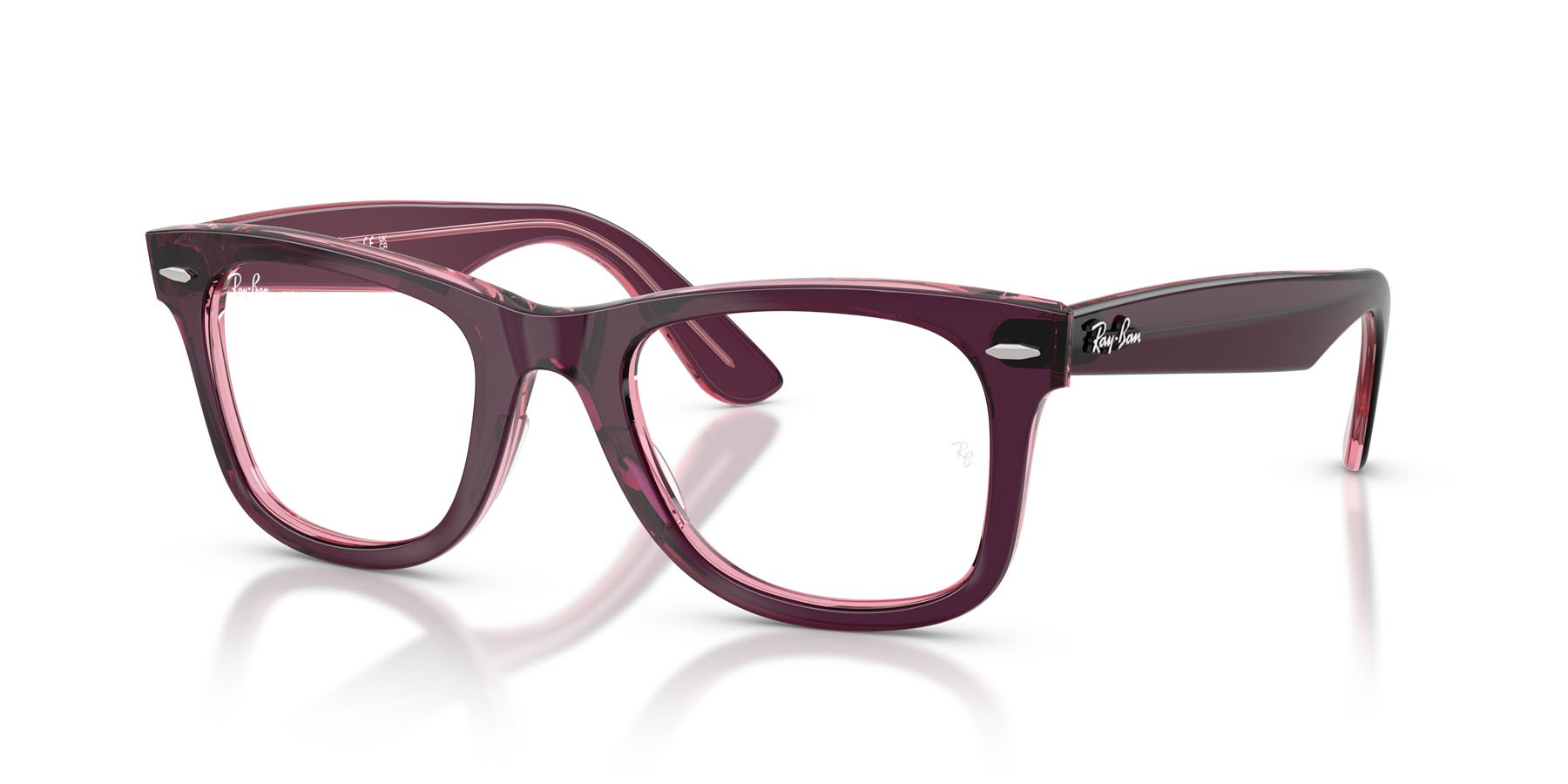 Occhiali da vista Ray-Ban Wayfarer Ease RX 4340V (8364) - RB 4340V 8364 colore violetto su rosa trasparente forma quadrato lenti trasparente