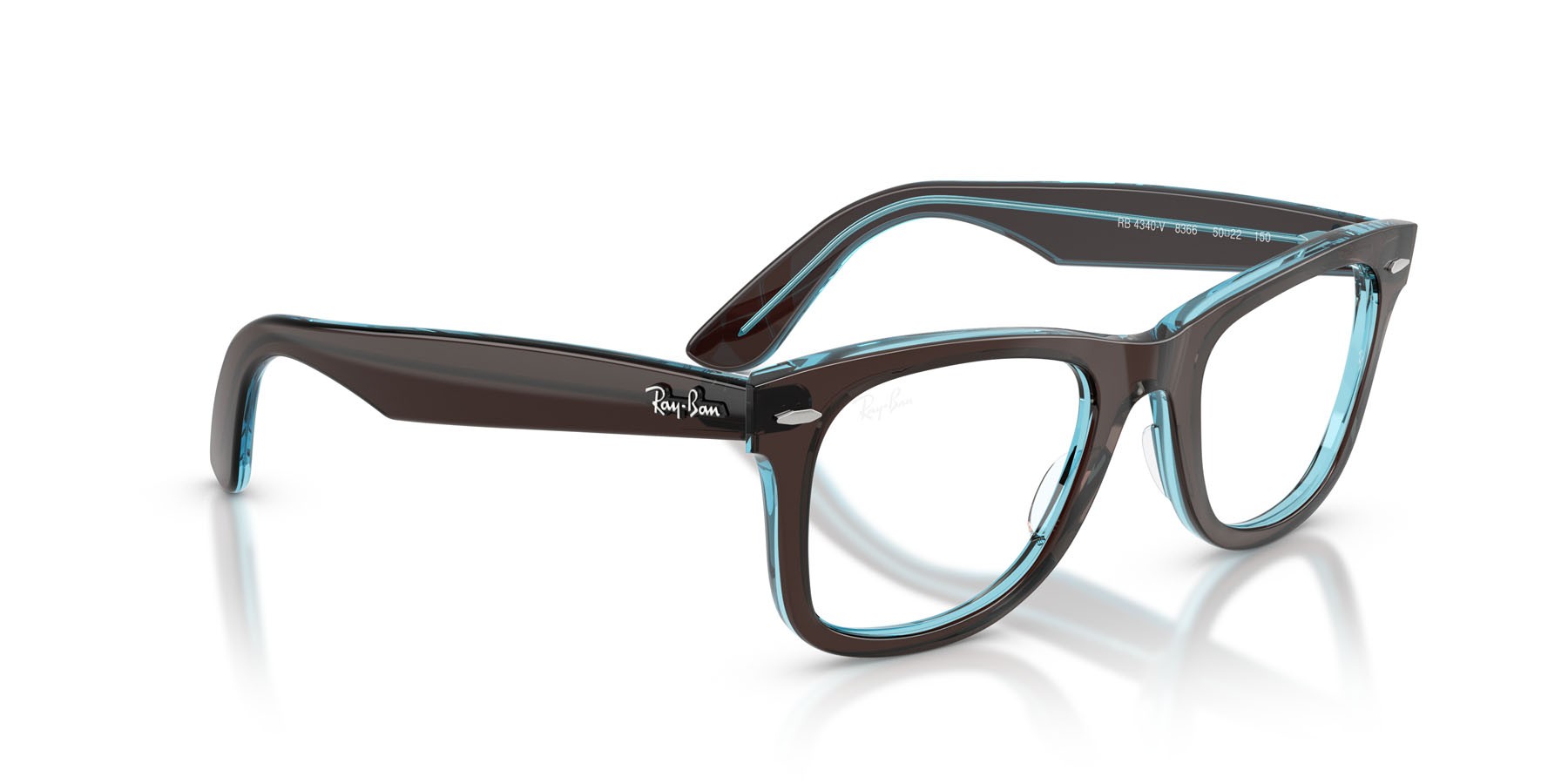 Occhiali da vista Ray-Ban Wayfarer Ease RX 4340V (8366) - RB 4340V 8366 colore marrone su blu trasparente forma quadrato lenti trasparente