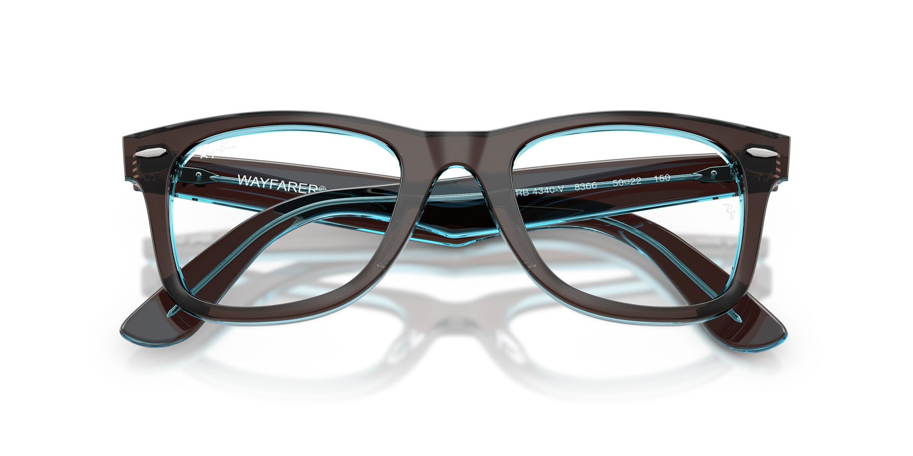 Occhiali da vista Ray-Ban Wayfarer Ease RX 4340V (8366) - RB 4340V 8366 colore marrone su blu trasparente forma quadrato lenti trasparente
