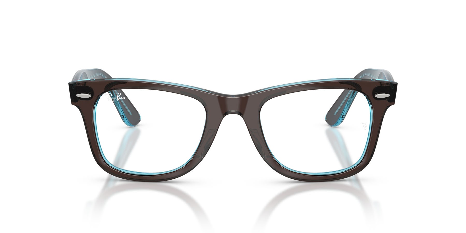 Occhiali da vista Ray-Ban Wayfarer Ease RX 4340V (8366) - RB 4340V 8366 colore marrone su blu trasparente forma quadrato lenti trasparente
