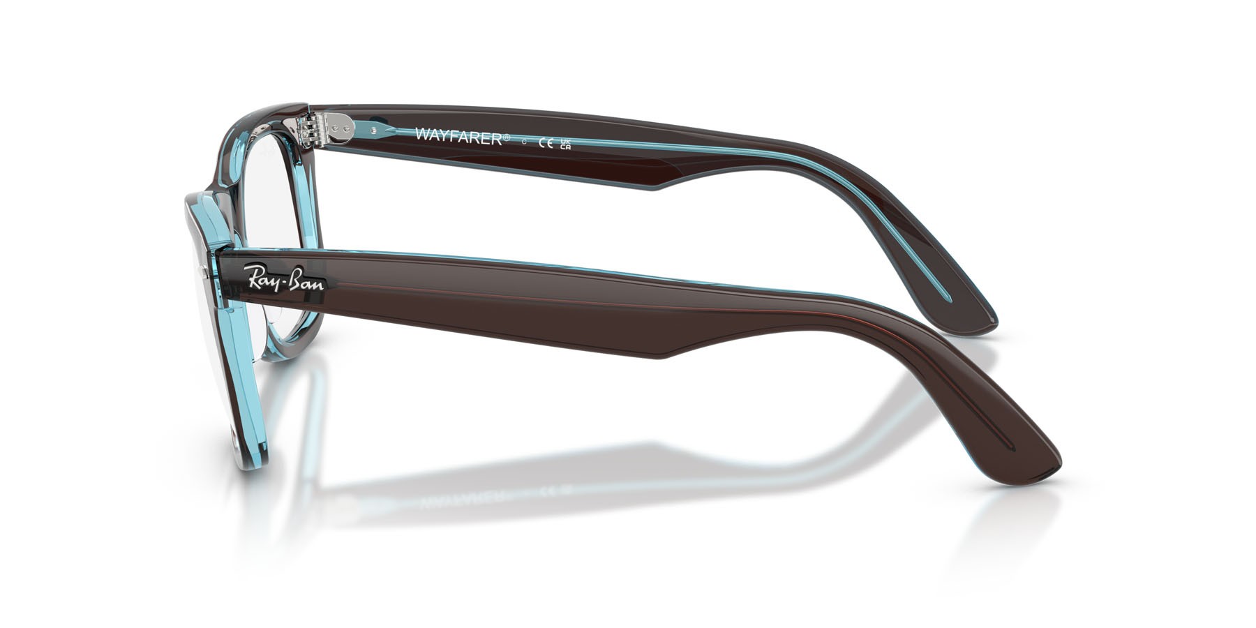 Occhiali da vista Ray-Ban Wayfarer Ease RX 4340V (8366) - RB 4340V 8366 colore marrone su blu trasparente forma quadrato lenti trasparente
