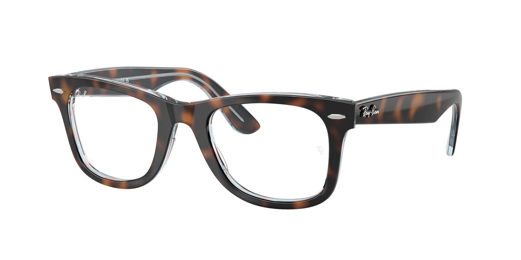 Occhiali da vista Ray-Ban Wayfarer Ease RX 4340V (8401) - RB 4340V 8401 colore havana scuro su multicolor forma quadrato lenti trasparente