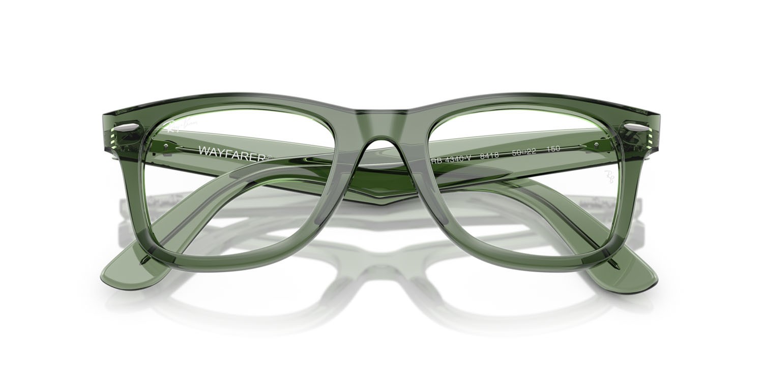 Occhiali da vista Ray-Ban Wayfarer Ease RX 4340V (8418) - RB 4340V 8418 colore verde trasparente forma quadrato lenti lente demo