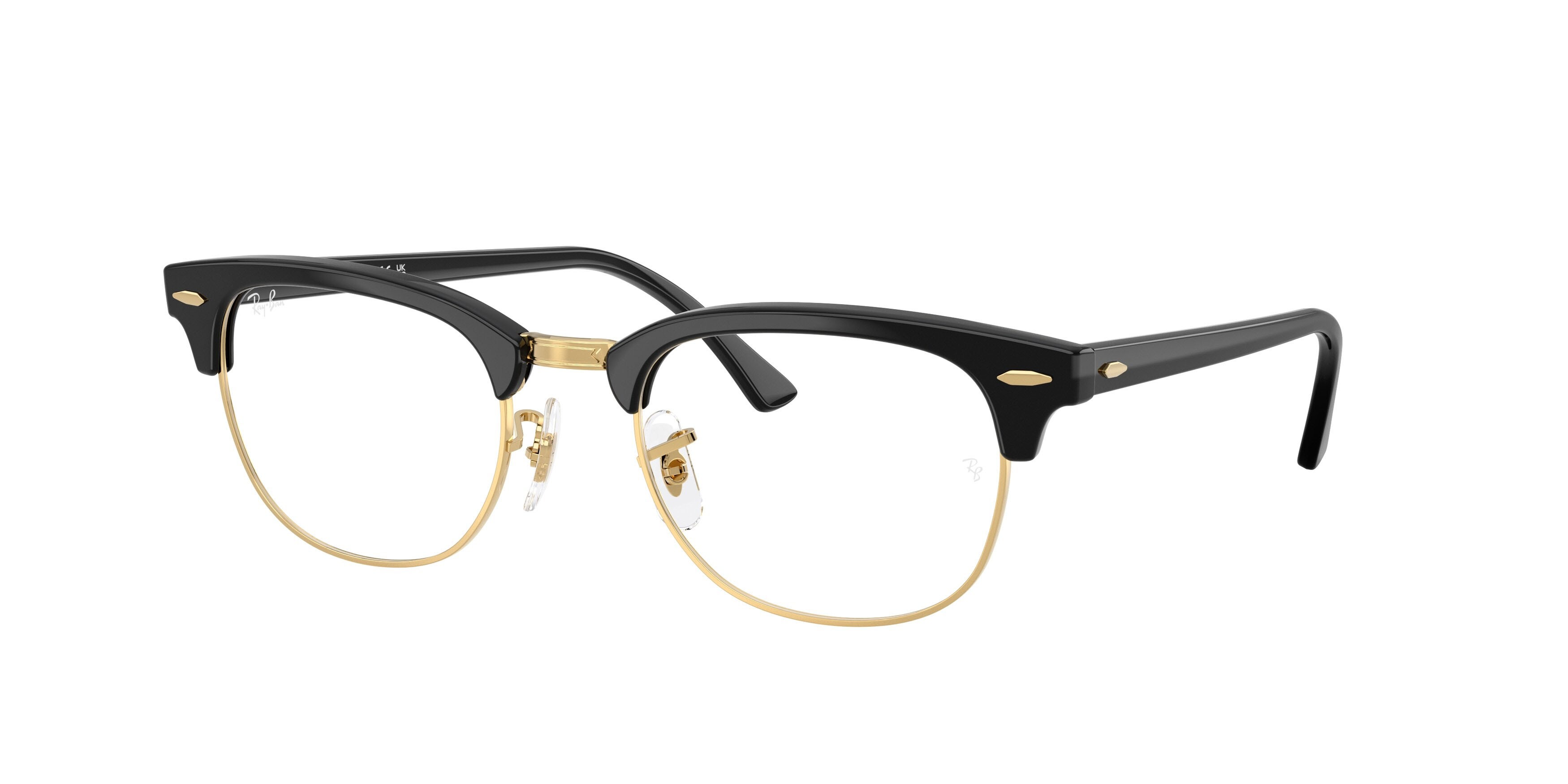 Eyeglasses Ray-Ban Clubmaster RX 5154 (5784) - RB 5154 5784 color nero e oro shape square lenses trasparente