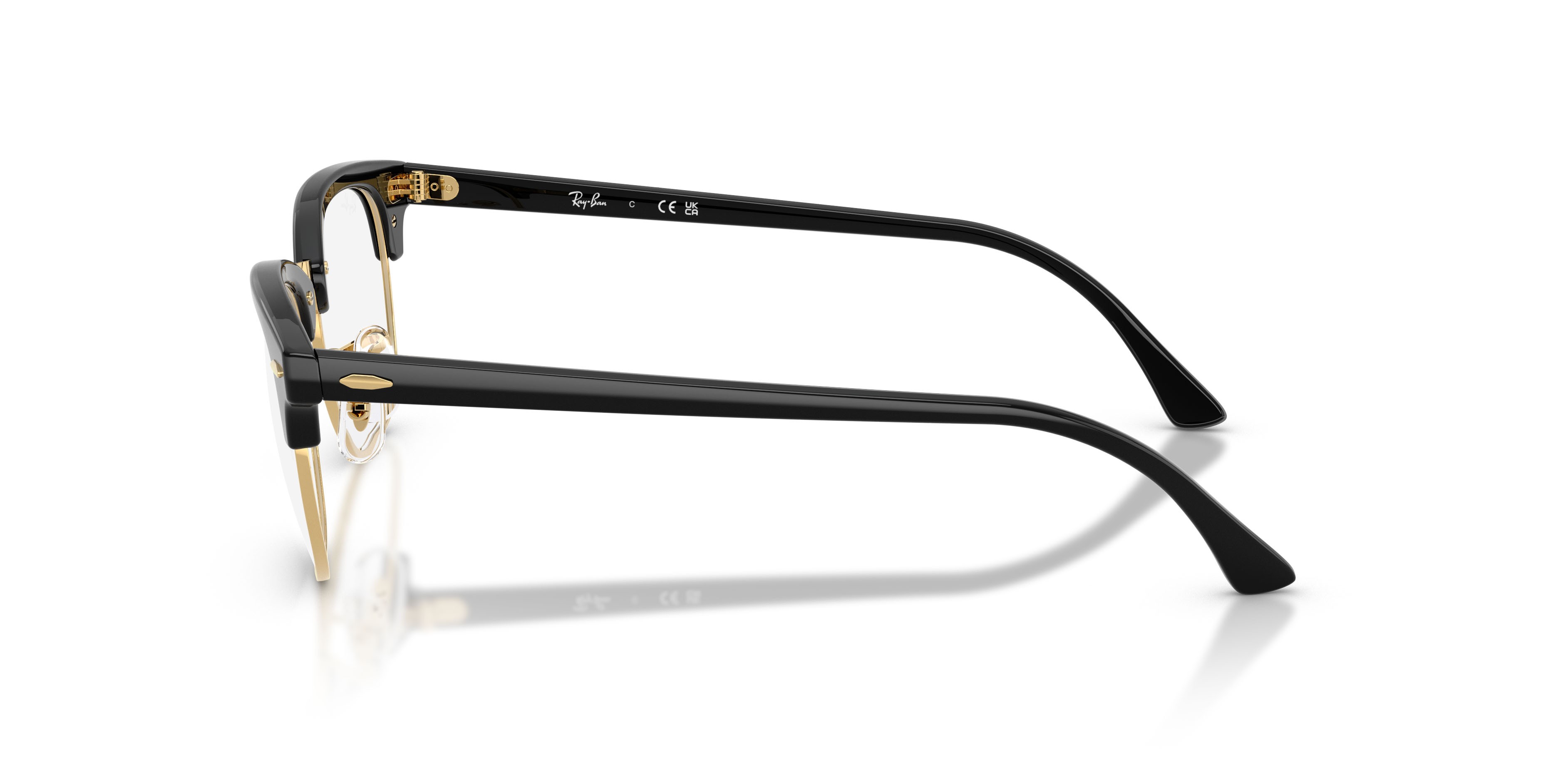 Eyeglasses Ray-Ban Clubmaster RX 5154 (5784) - RB 5154 5784 color nero e oro shape square lenses trasparente