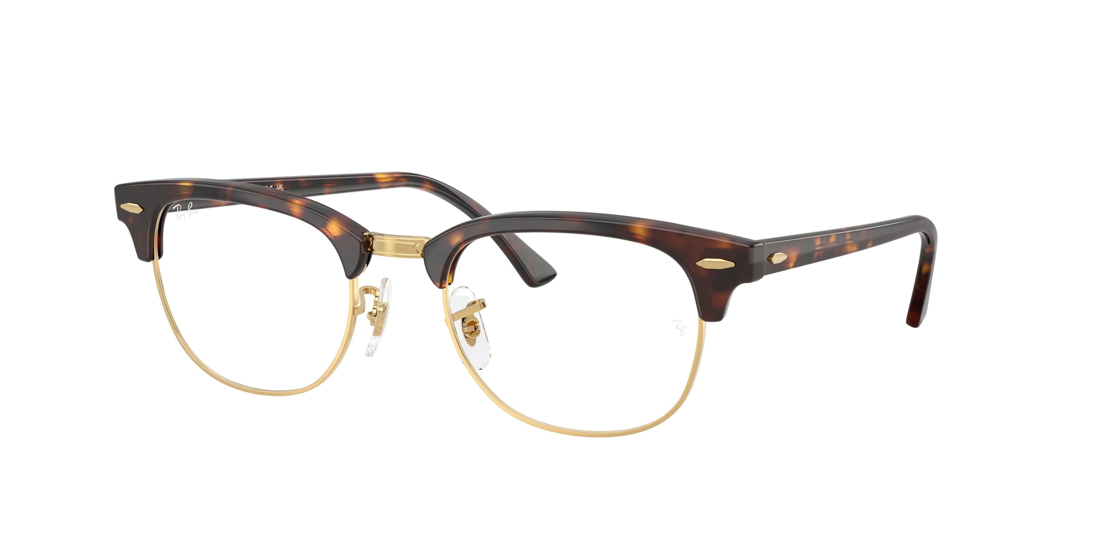 Eyeglasses Ray-Ban Clubmaster RX 5154 (8287) - RB 5154 8287 color havana e oro shape square lenses trasparente