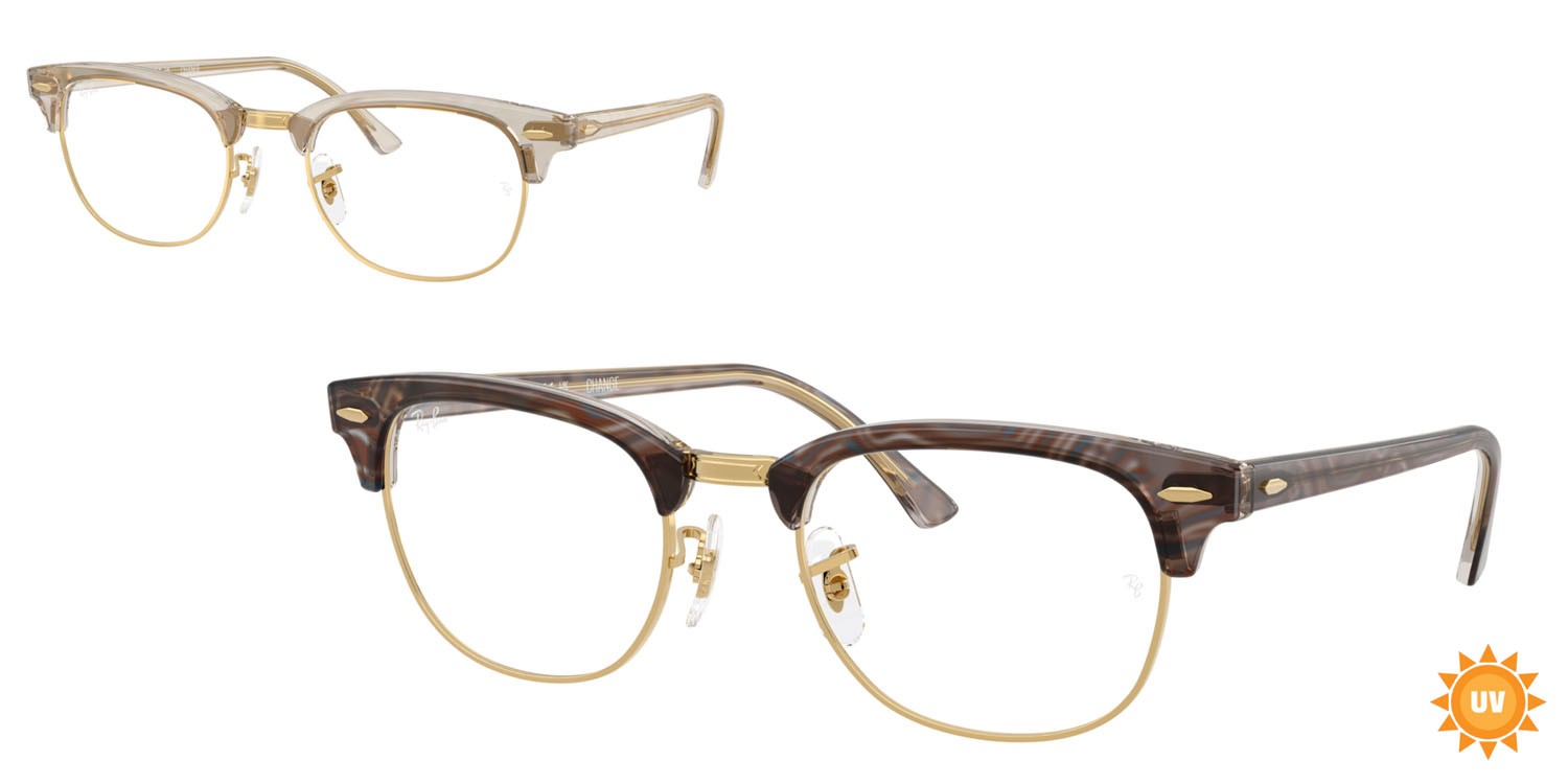Eyeglasses Ray-Ban Clubmaster Change RX 5154 (8291) - RB 5154 8291 color fotocromatiche grigie a onde shape square lenses trasparente