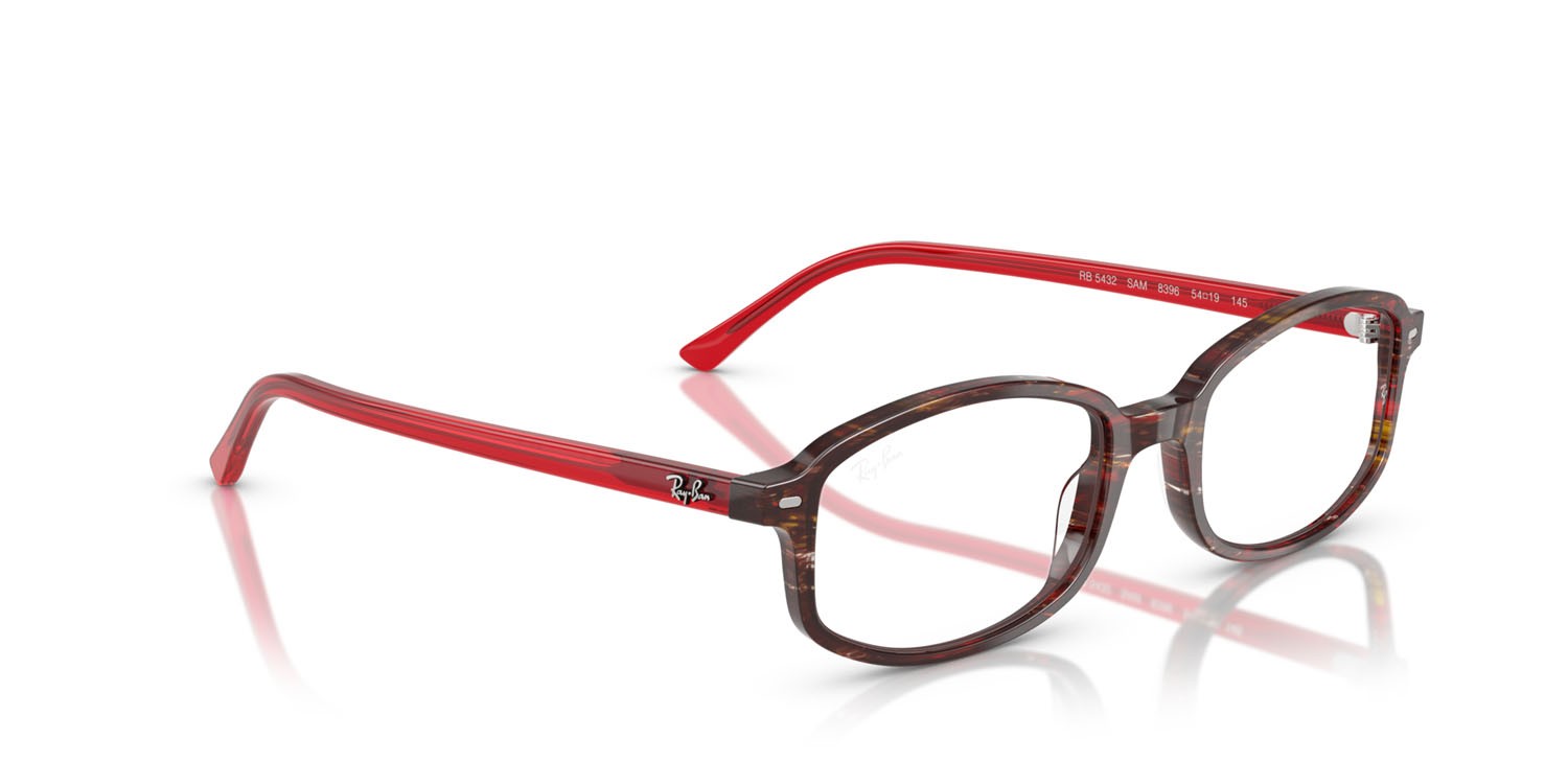 Occhiali da vista Ray-Ban Sam RX 5432 (8396) - RB 5432 8396 colore rosso fantasia trasparente forma irregolare lenti trasparente
