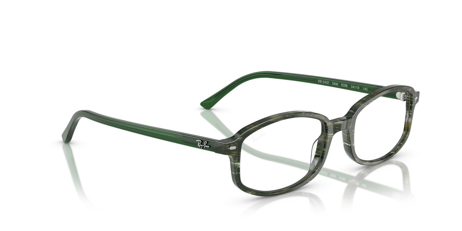 Occhiali da vista Ray-Ban Sam RX 5432 (8398) - RB 5432 8398 colore verde fantasia trasparente forma irregolare lenti trasparente