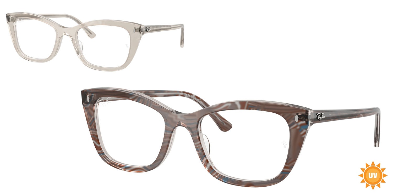 Occhiali da vista Ray-Ban Change RX 5433 (8291) - RB 5433 8291 colore fotocromatiche grigie a onde forma quadrato lenti trasparente