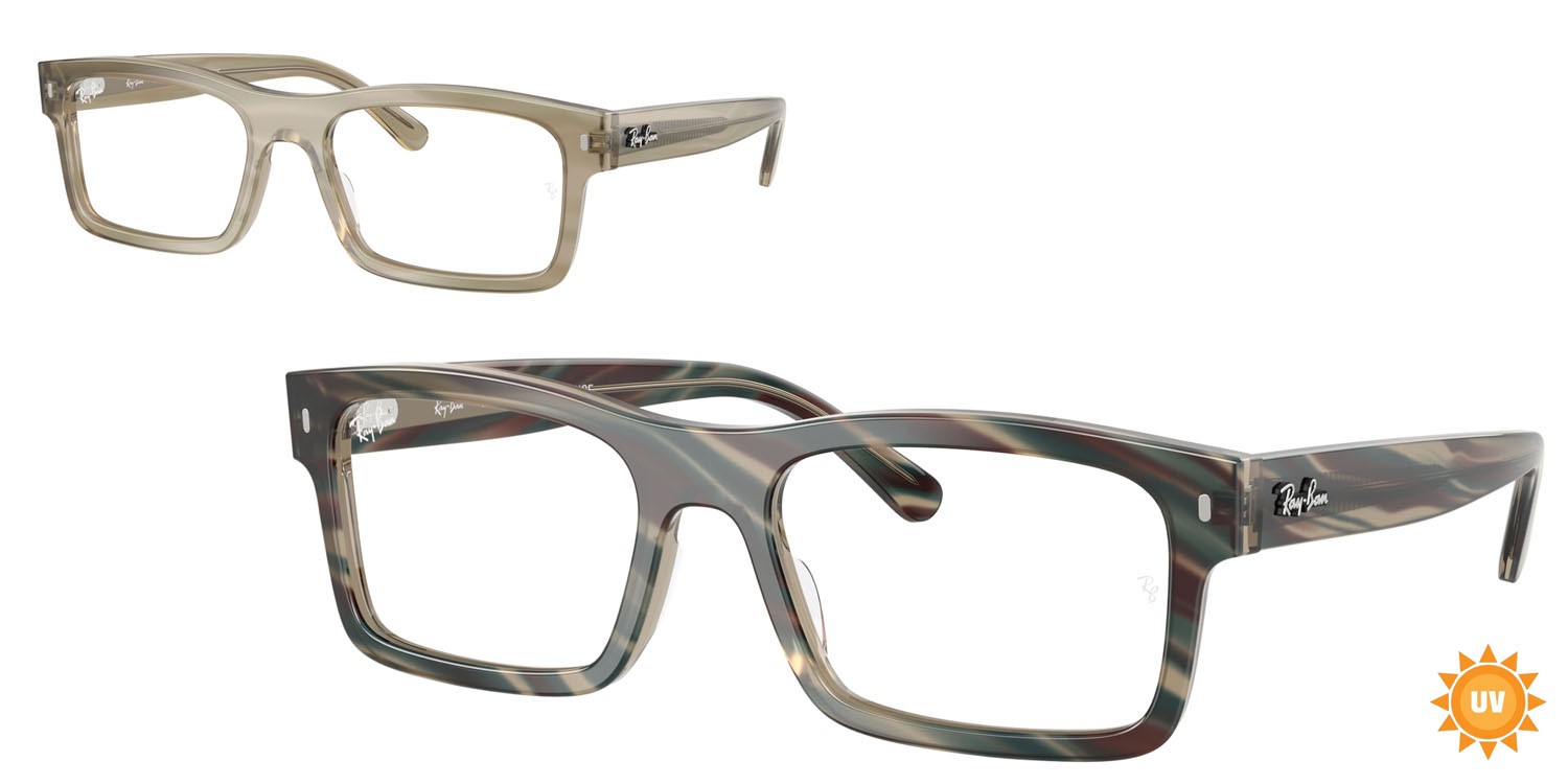 Eyeglasses Ray-Ban Change RX 5435 (8381) - RB 5435 8381 color fotocromatiche grigie a righe shape rectangle lenses trasparente