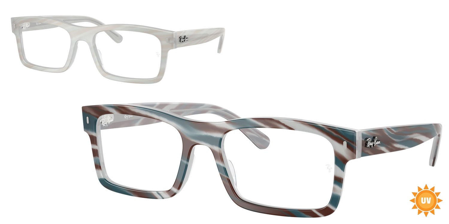 Eyeglasses Ray-Ban Change RX 5435 (8382) - RB 5435 8382 color fotocromatiche azzurre a righe shape rectangle lenses trasparente