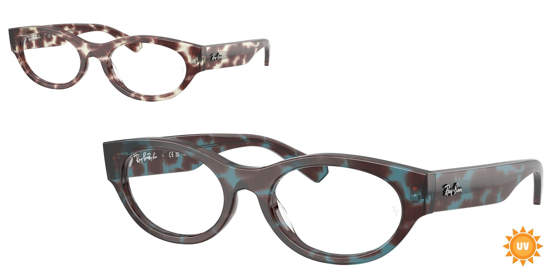 Occhiali da vista Ray-Ban RX 5447 (8458) - RB 5447 8458 colore havana blu forma ovale lenti trasparente