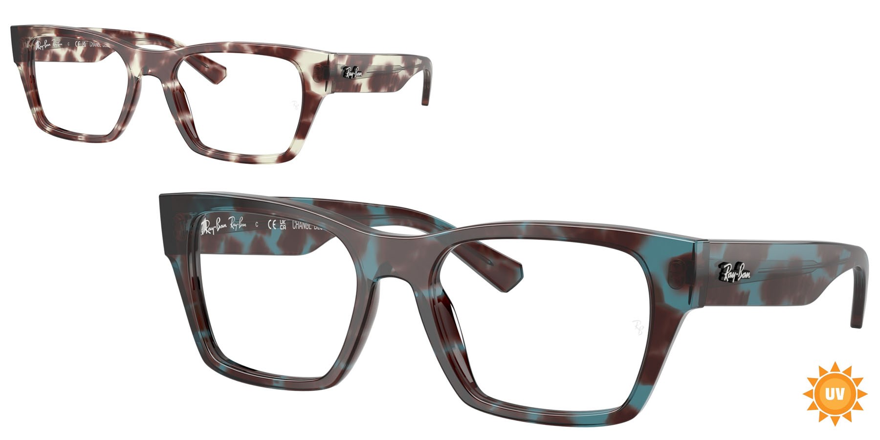 Occhiali da vista Ray-Ban RX 5448 (8458) - RB 5448 8458 colore havana blu forma irregolare lenti trasparente