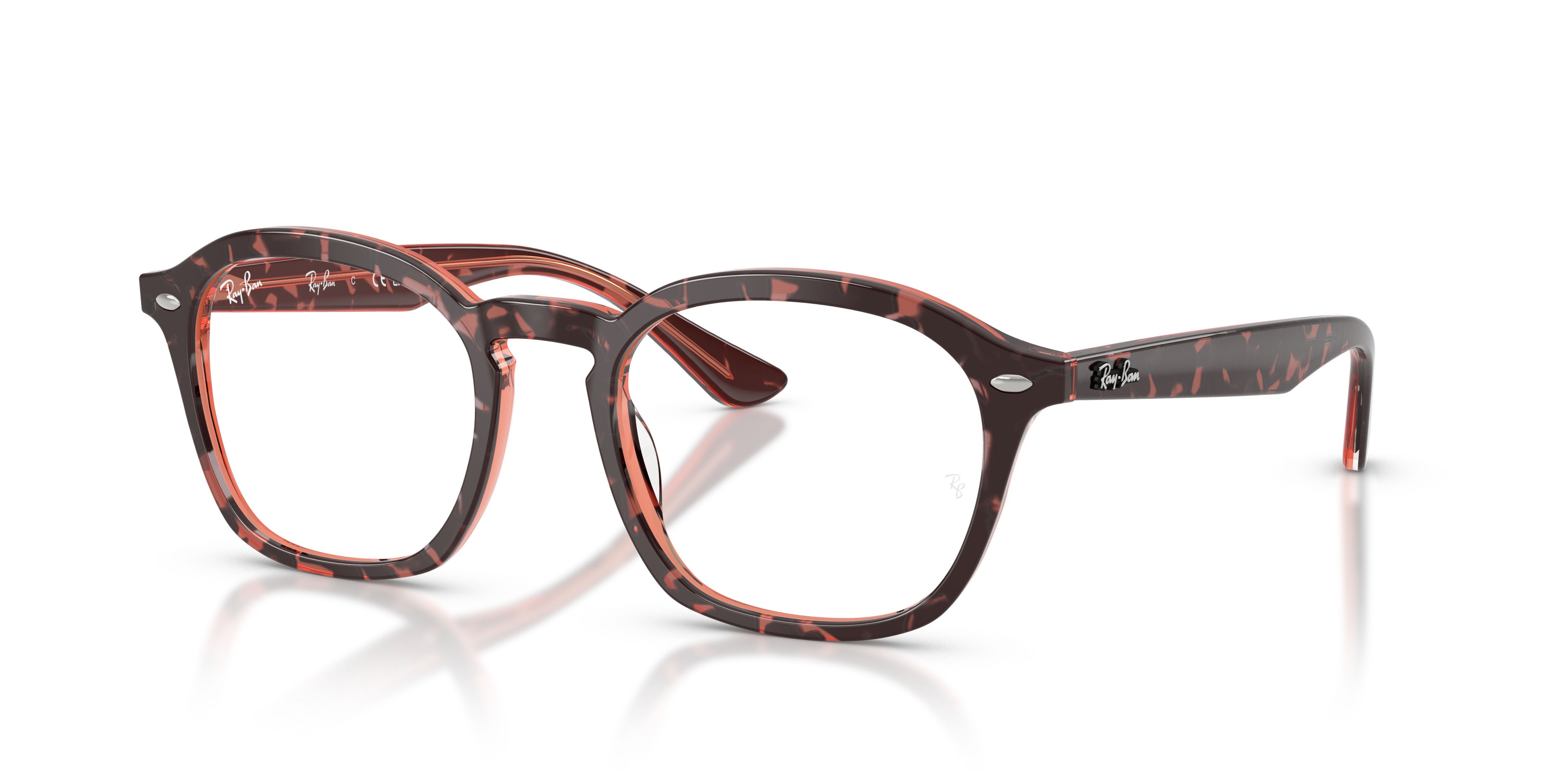 Occhiali da vista Ray-Ban RX 5451 (8488) - RB 5451 8488 colore havana & red forma quadrato lenti trasparente