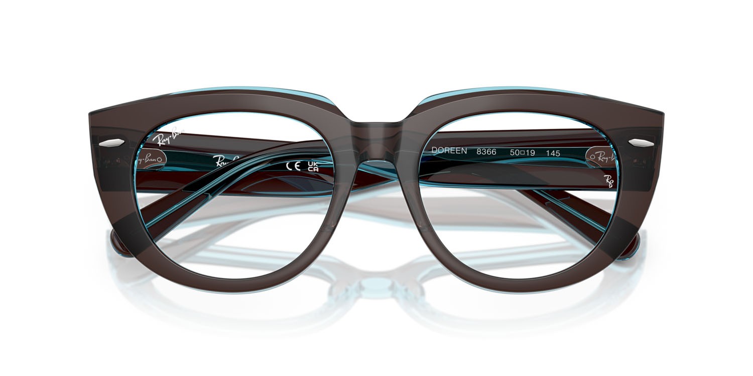 Occhiali da vista Ray-Ban Doreen RX 5586 (8366) - RB 5586 8366 colore marrone su blu trasparente forma quadrato lenti trasparente