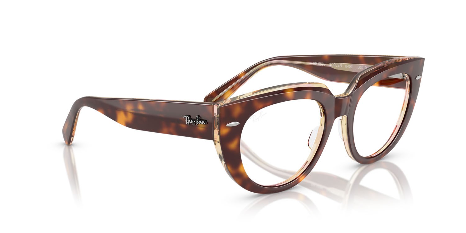 Occhiali da vista Ray-Ban Doreen RX 5586 (8402) - RB 5586 8402 colore havana chiaro su multicolor forma quadrato lenti trasparente
