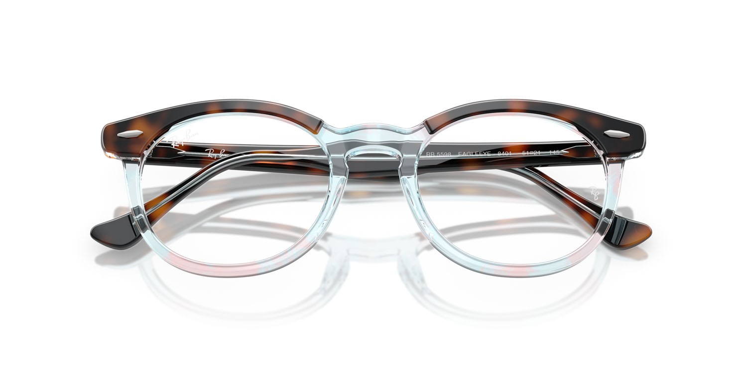 Brillen Ray-Ban Eagle Eye RX 5598 (8401) - RB 5598 8401 farbe havana scuro su multicolor form quadratisch gläser trasparente