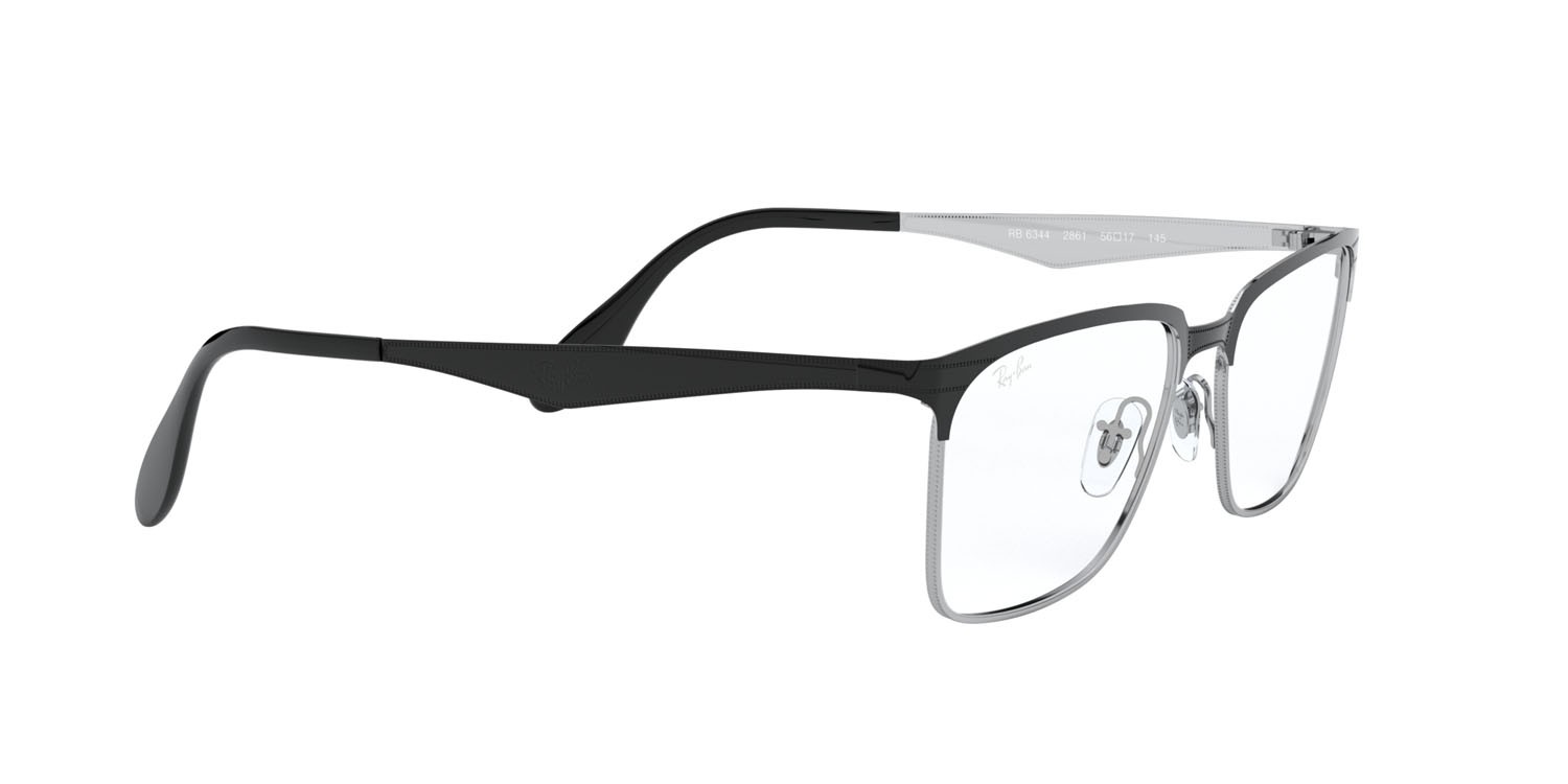 Brillen Ray-Ban RX 6344 (2861) - RB 6344 2861 farbe nero su argento form quadratisch gläser trasparente