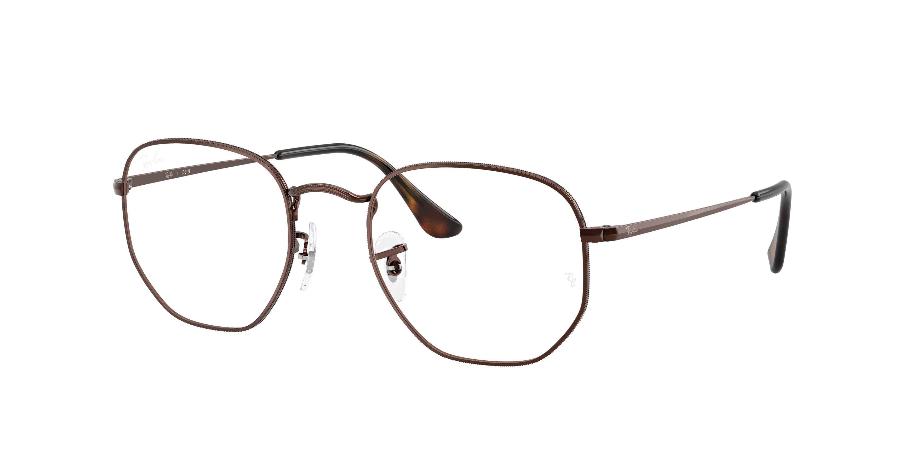 Occhiali da vista Ray-Ban Hexagonal RX 6448 (2511) - RB 6448 2511 colore marrone forma irregolare lenti trasparente
