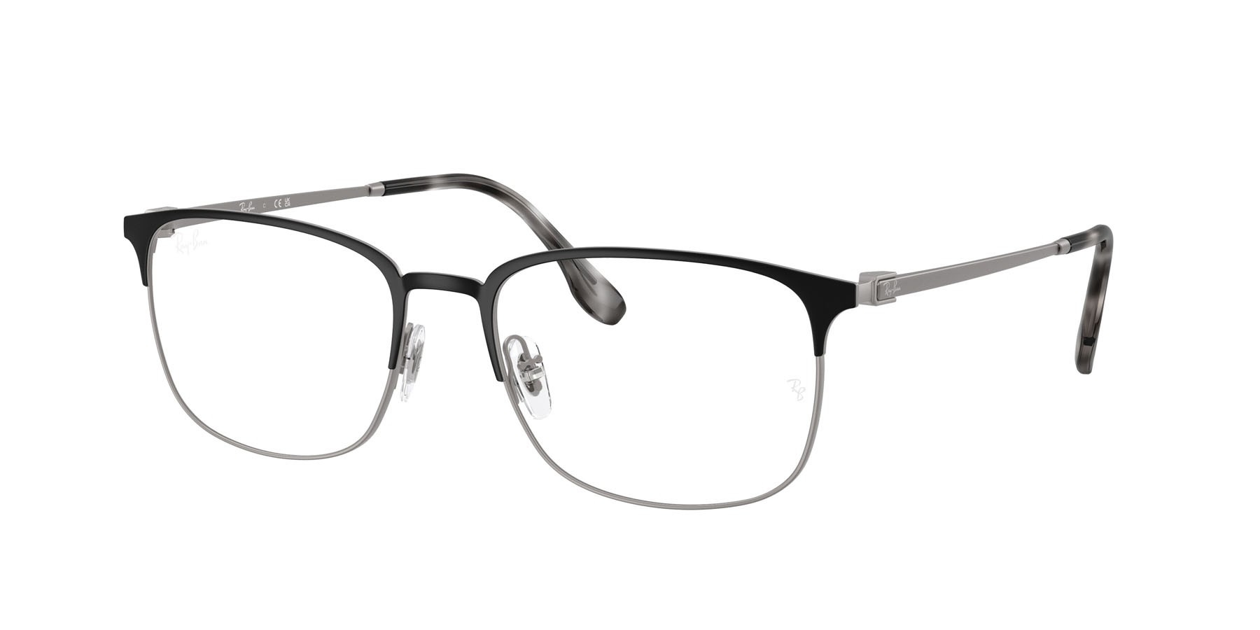 Eyeglasses Ray-Ban RX 6494 (3187) - RB 6494 3187 color nero opaco su gunmetal opaco shape square lenses trasparente