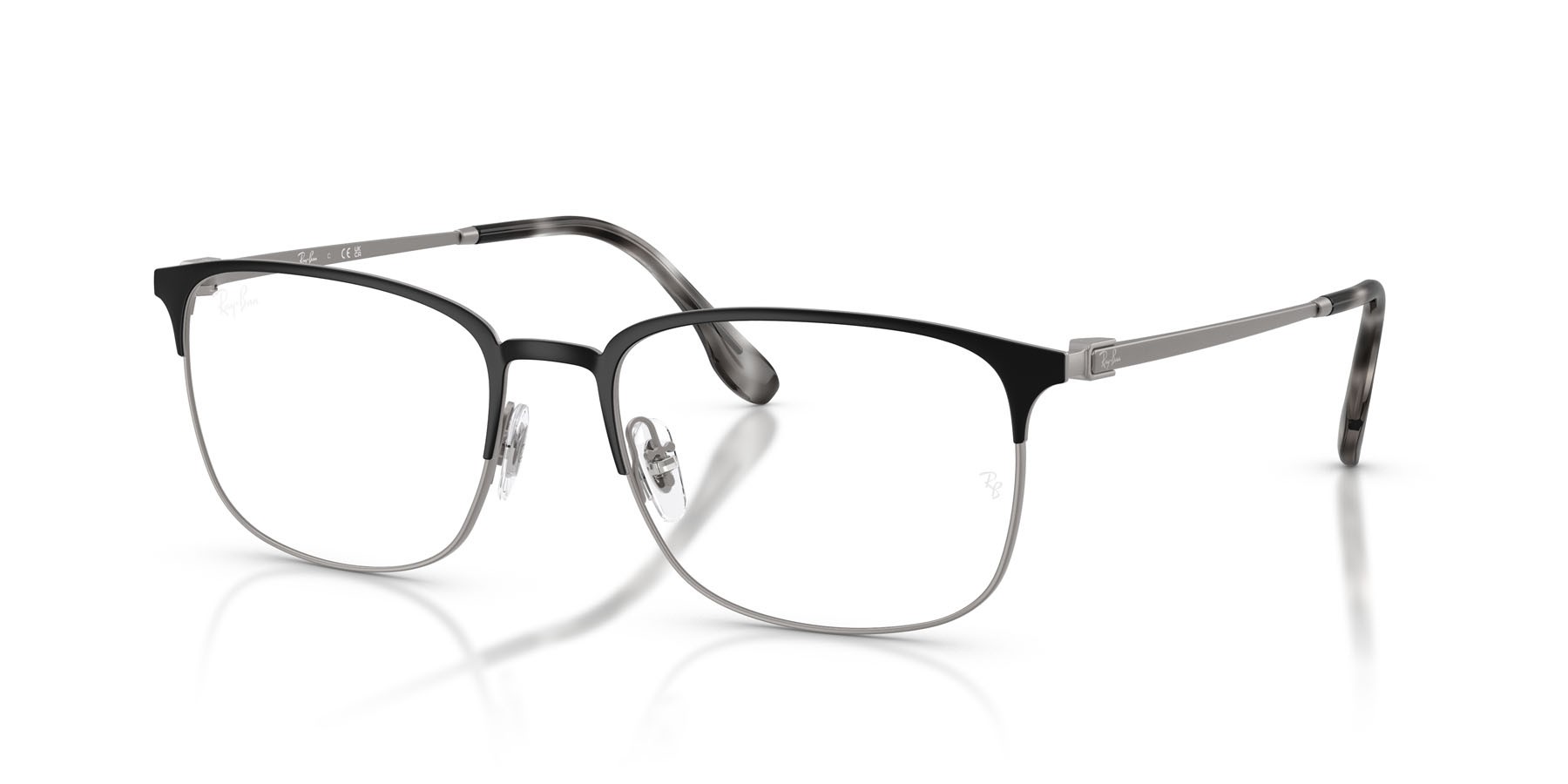 Eyeglasses Ray-Ban RX 6494 (3187) - RB 6494 3187 color nero opaco su gunmetal opaco shape square lenses trasparente