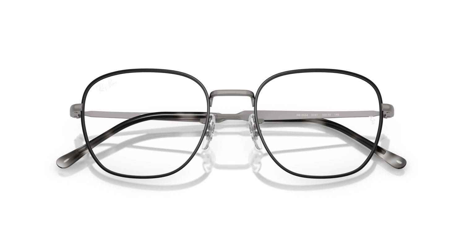 Occhiali da vista Ray-Ban RX 6534 (3187) - RB 6534 3187 colore nero opaco su gunmetal opaco forma quadrato lenti trasparente