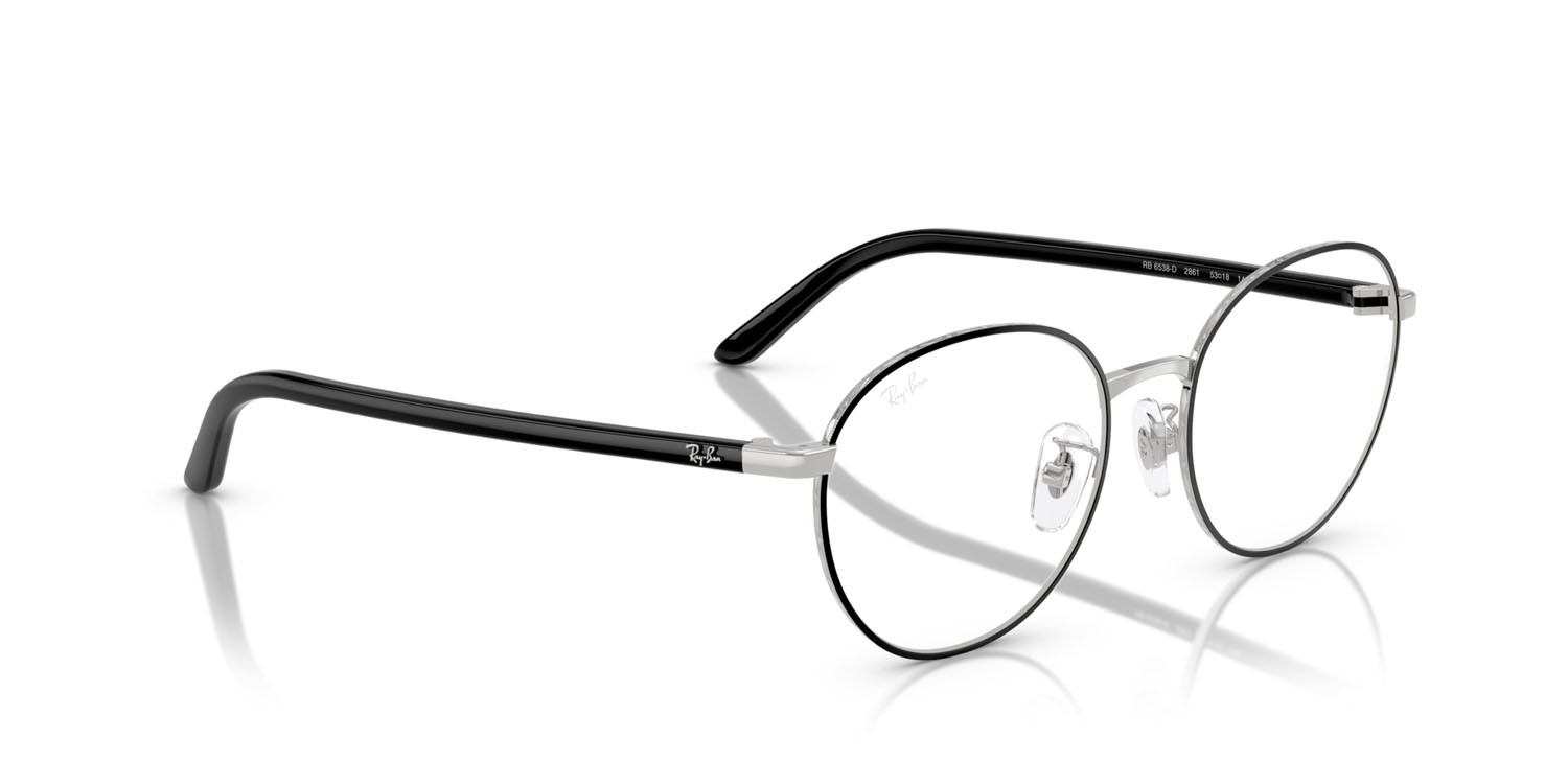 Occhiali da vista Ray-Ban RX 6538D (2861) - RB 6538D 2861 colore nero su argento forma pantos lenti trasparente