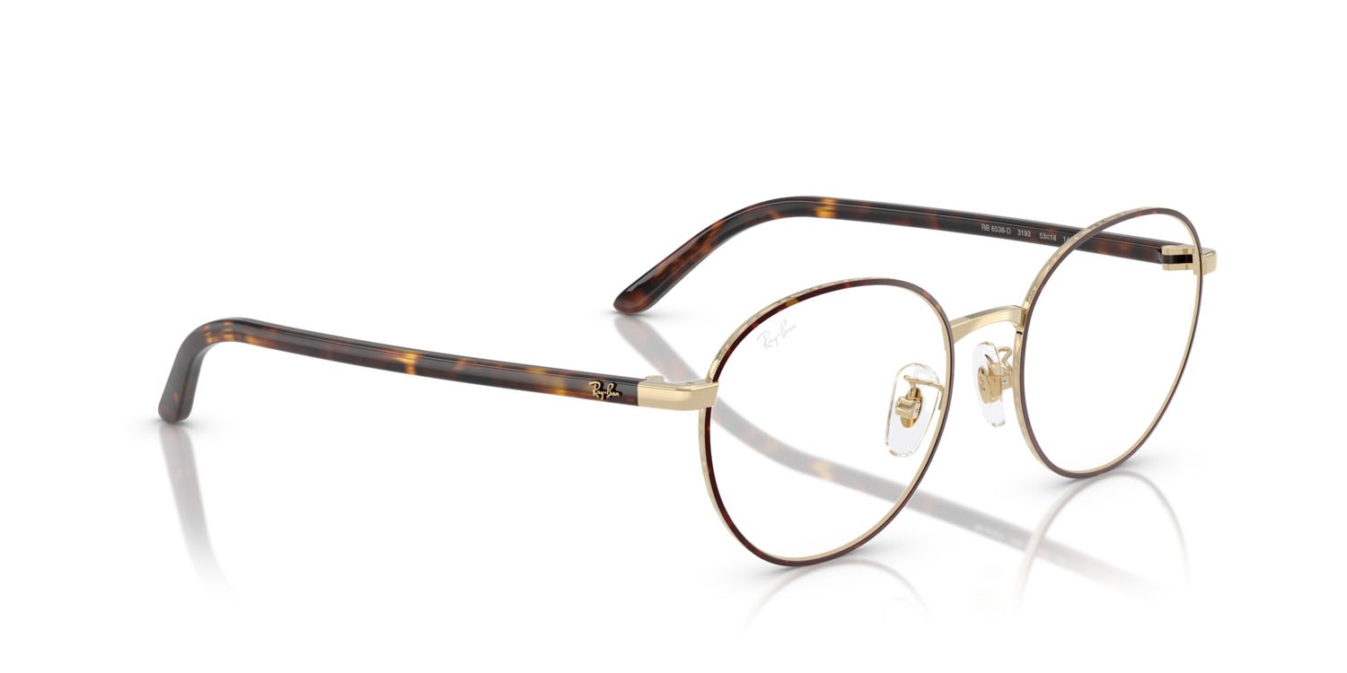 Eyeglasses Ray-Ban RX 6538D (3193) - RB 6538D 3193 color havana su oro pallido shape pantos lenses trasparente