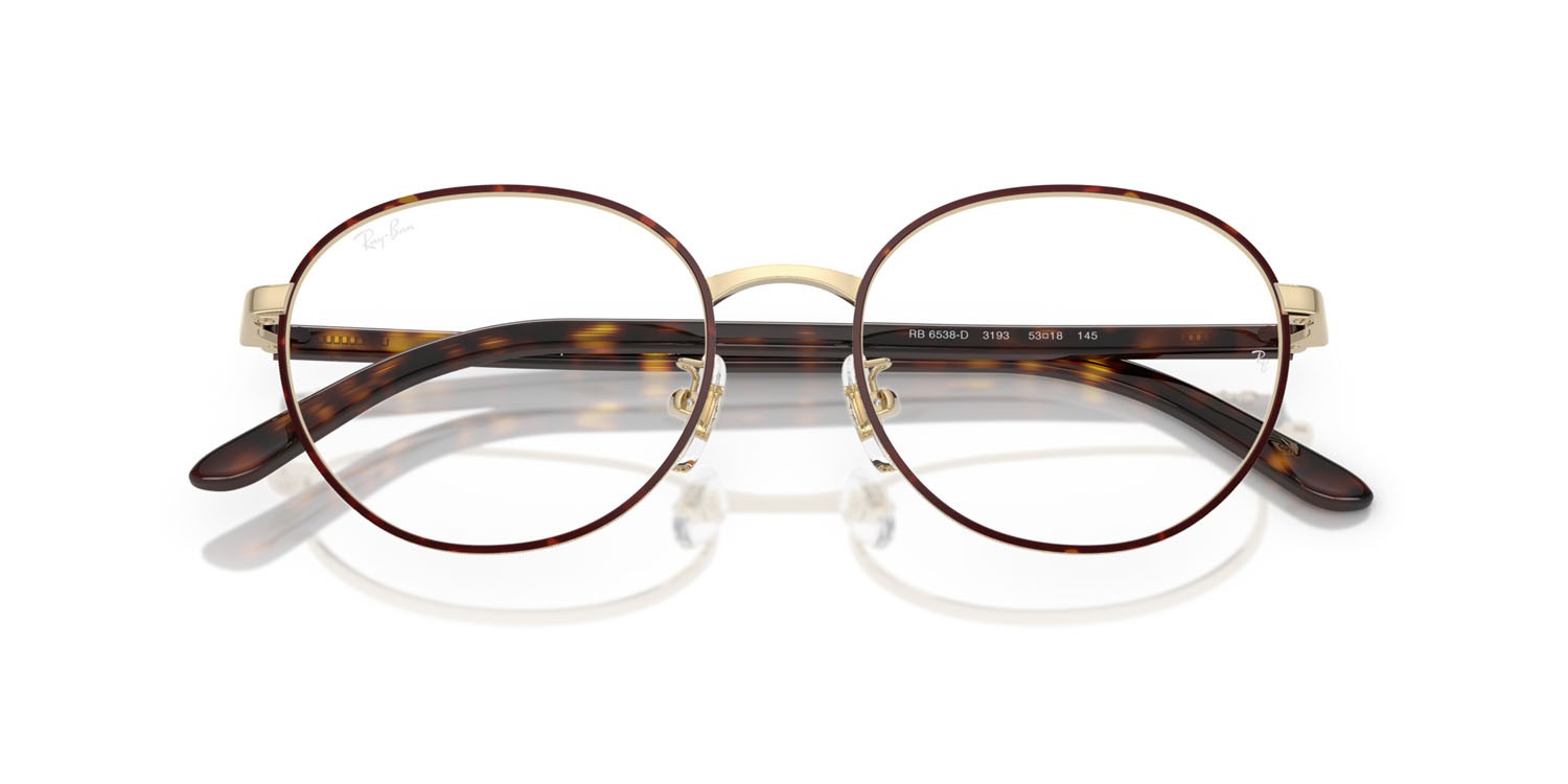 Eyeglasses Ray-Ban RX 6538D (3193) - RB 6538D 3193 color havana su oro pallido shape pantos lenses trasparente