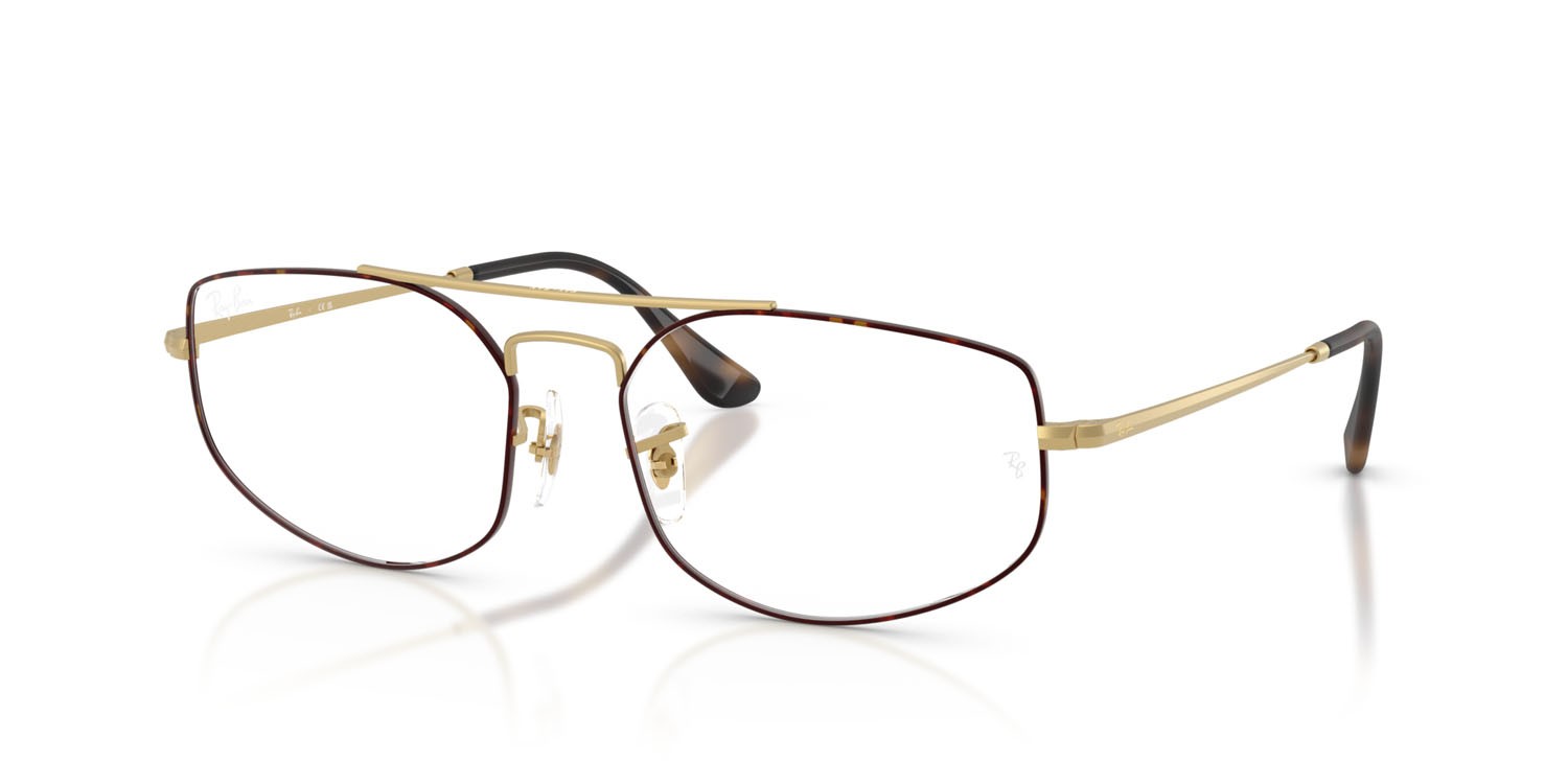 Occhiali da vista Ray-Ban Explorer V RX 6545 (3188) - RB 6545 3188 colore havana opaco su oro arista opaco forma irregolare lenti trasparente